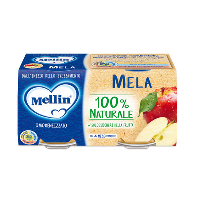 Mellin - Omogeneizzato Mela Confezione da 200g (2 vasetti x 100 g)