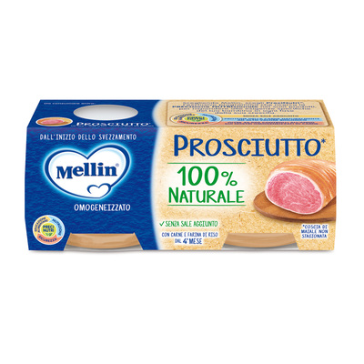 Mellin - Omogeneizzato Prosciutto Confezione da 160g (2 vasetti x 80 g)
