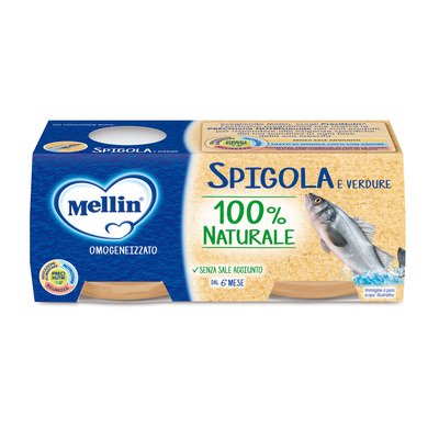 Mellin - Omogeneizzato Spigola Confezione da 160g (2 vasetti x 80 g)
