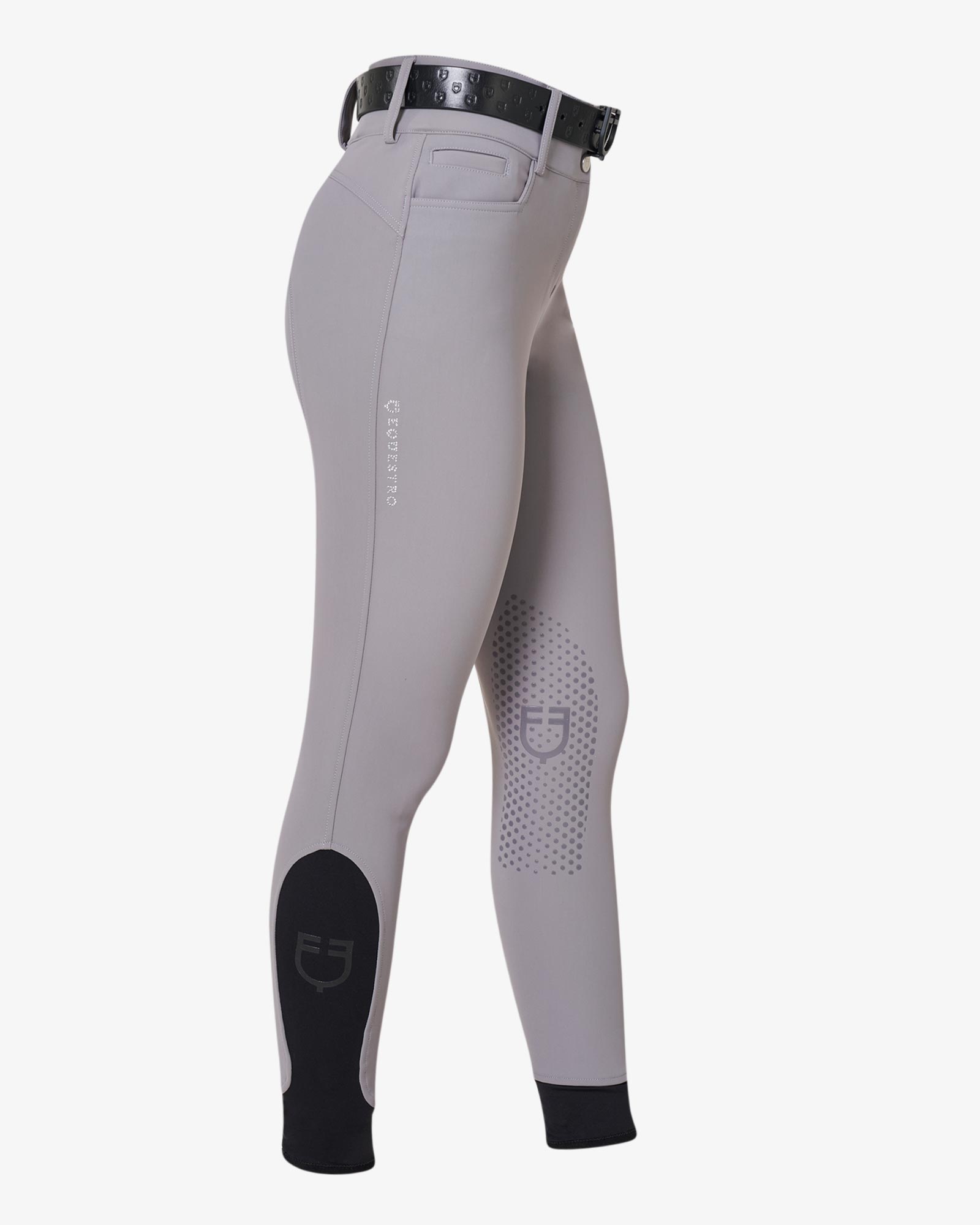 Women's high-waisted breeches with rhinestone logo