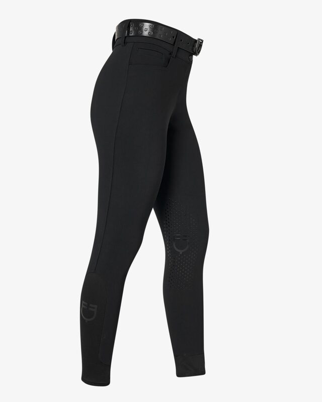 Women's high-waisted breeches with rhinestone logo