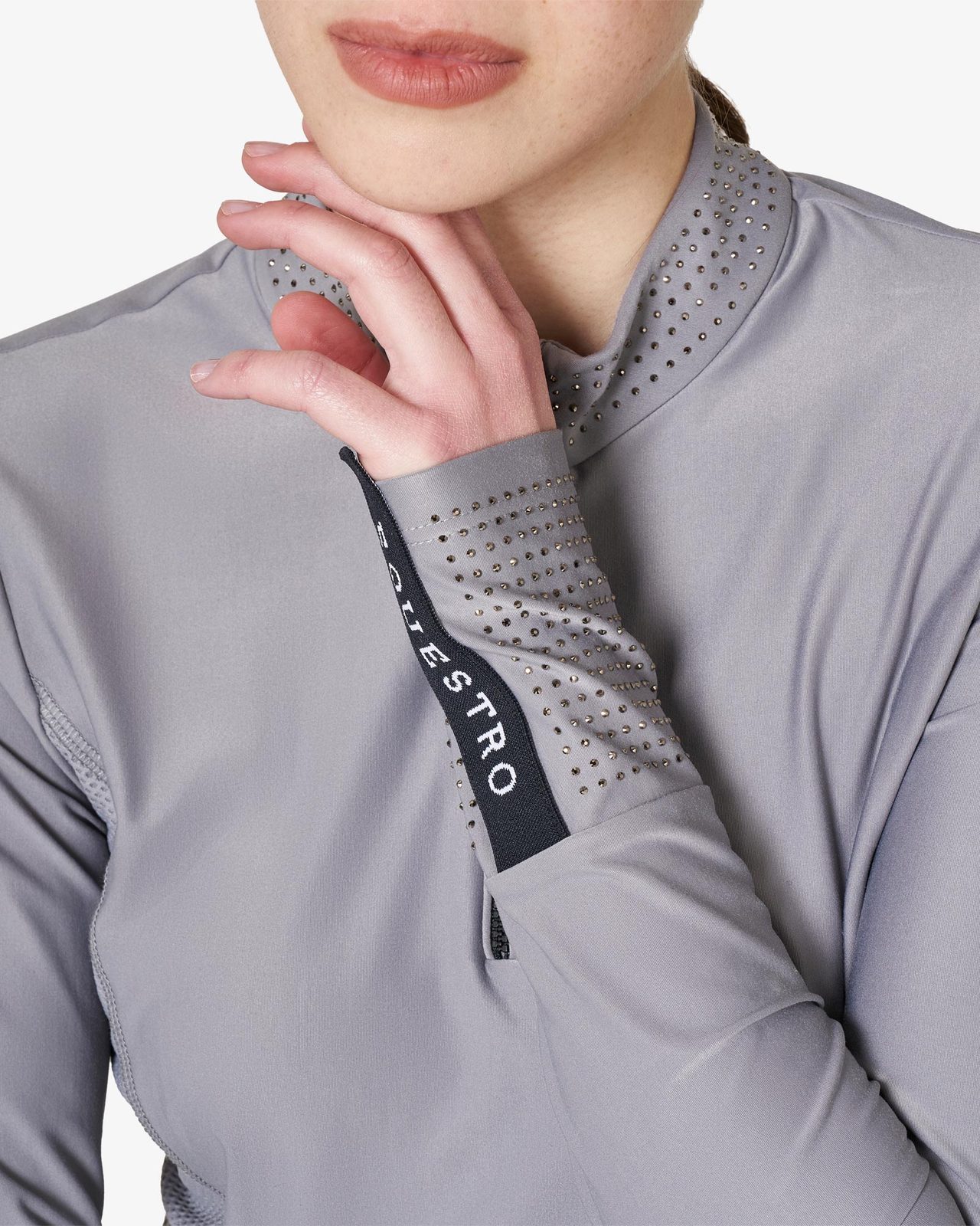 Women's tecnical training polo shirt rhinestones