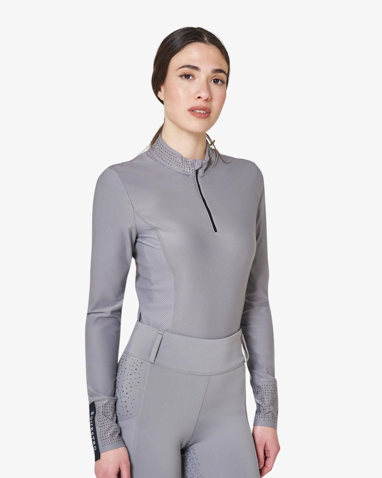 Women's tecnical training polo shirt rhinestones