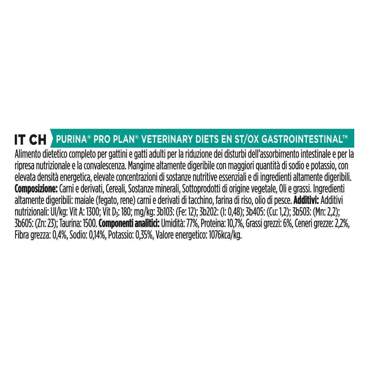 PURINA PRO PLAN VETERINARY DIETS umido gatto EN Gastrointestinal St/Ox
