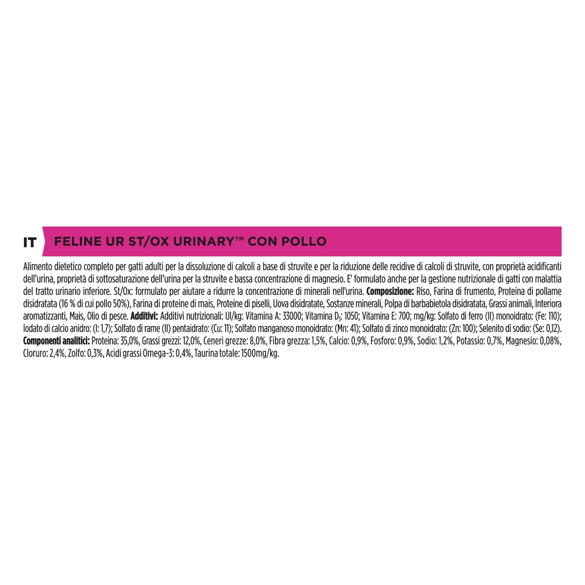 PURINA PRO PLAN® VETERINARY DIETS secco gatto UR Urinary St/Ox con Pollo