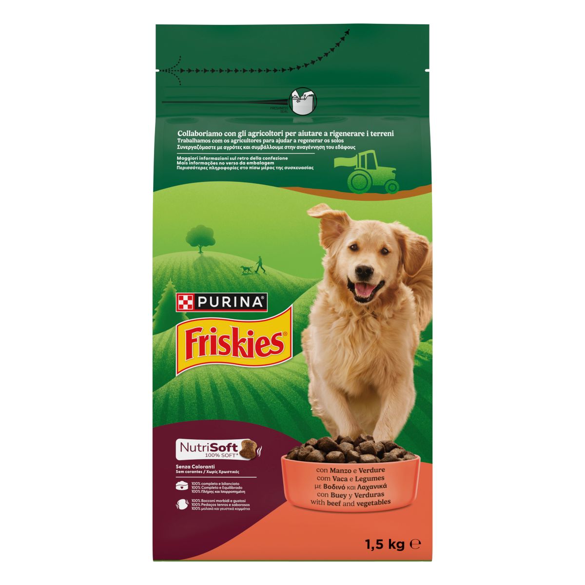 PURINA FRISKIES® NutriSoft crocchette per cani adulti con Manzo e Verdure