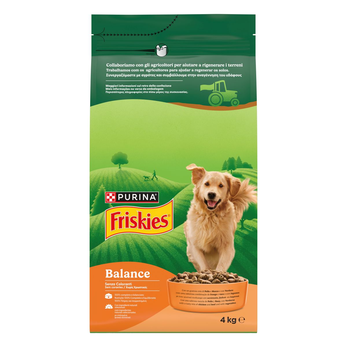 PURINA FRISKIES® Balance crocchette per cani adulti con mix di Pollo / Manzo con Verdure