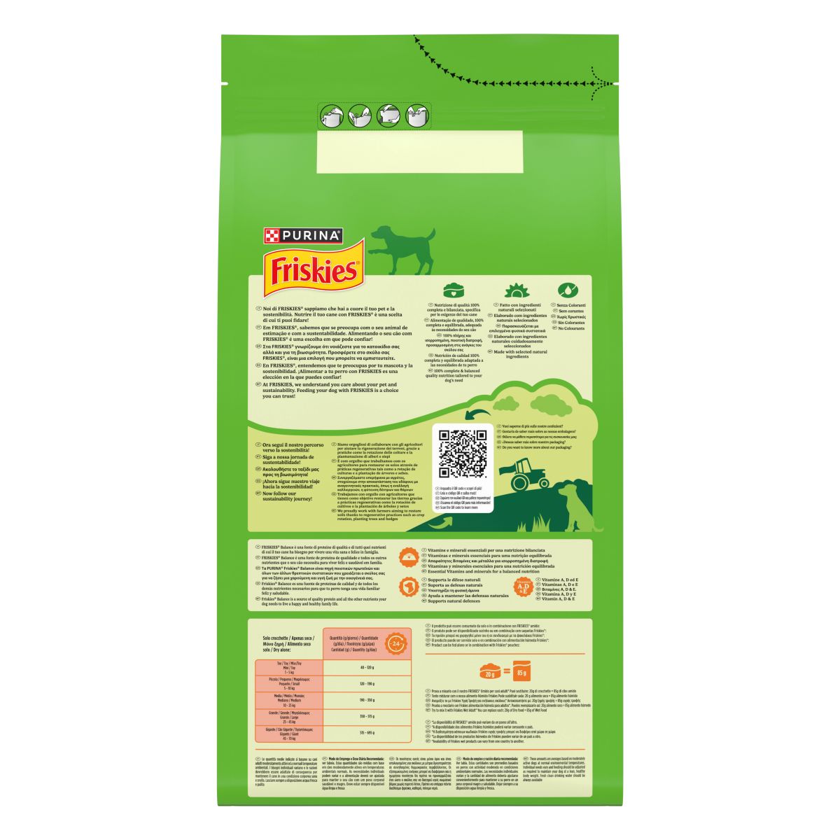 PURINA FRISKIES® Balance crocchette per cani adulti con mix di Pollo / Manzo con Verdure