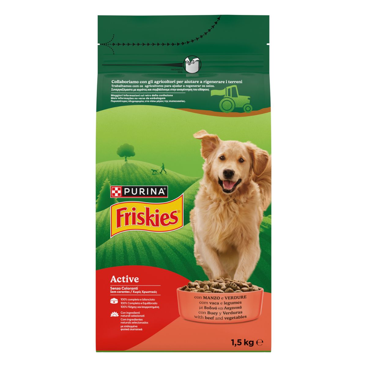 Purina® Friskies® Active crocchette per cani con manzo e verdure