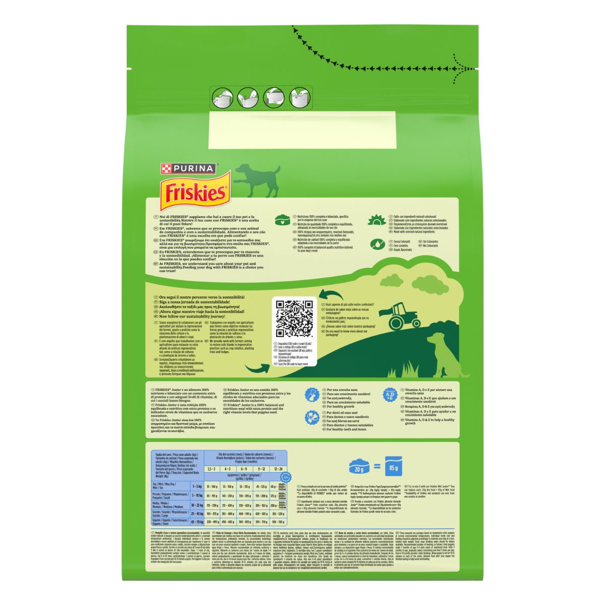 PURINA FRISKIES® Junior crocchette per cani con Pollo, Verdure e con Latte