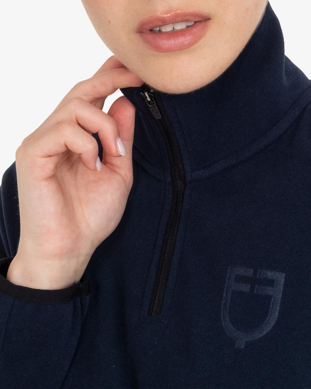 Women’s high-neck fleece sweatshirt with 3/4 zip