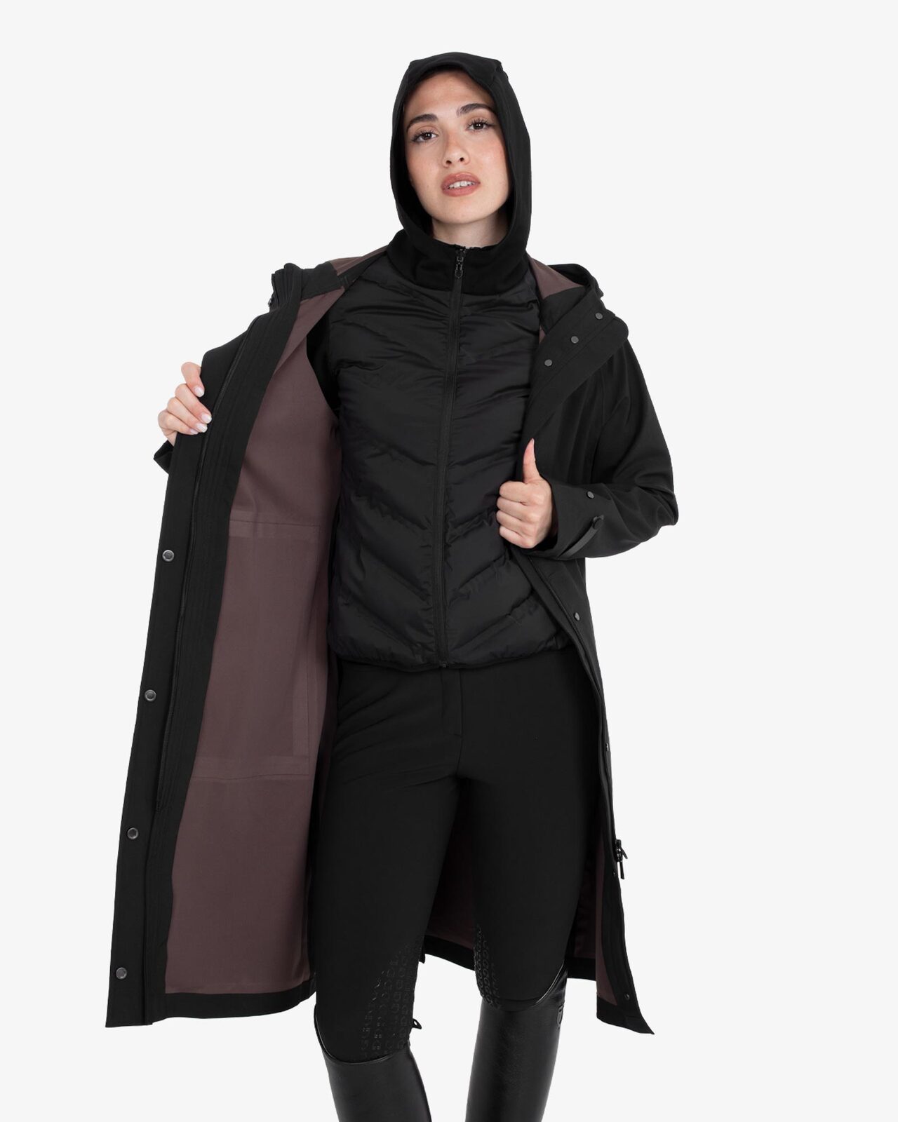 Women’s long softshell with rear opening
