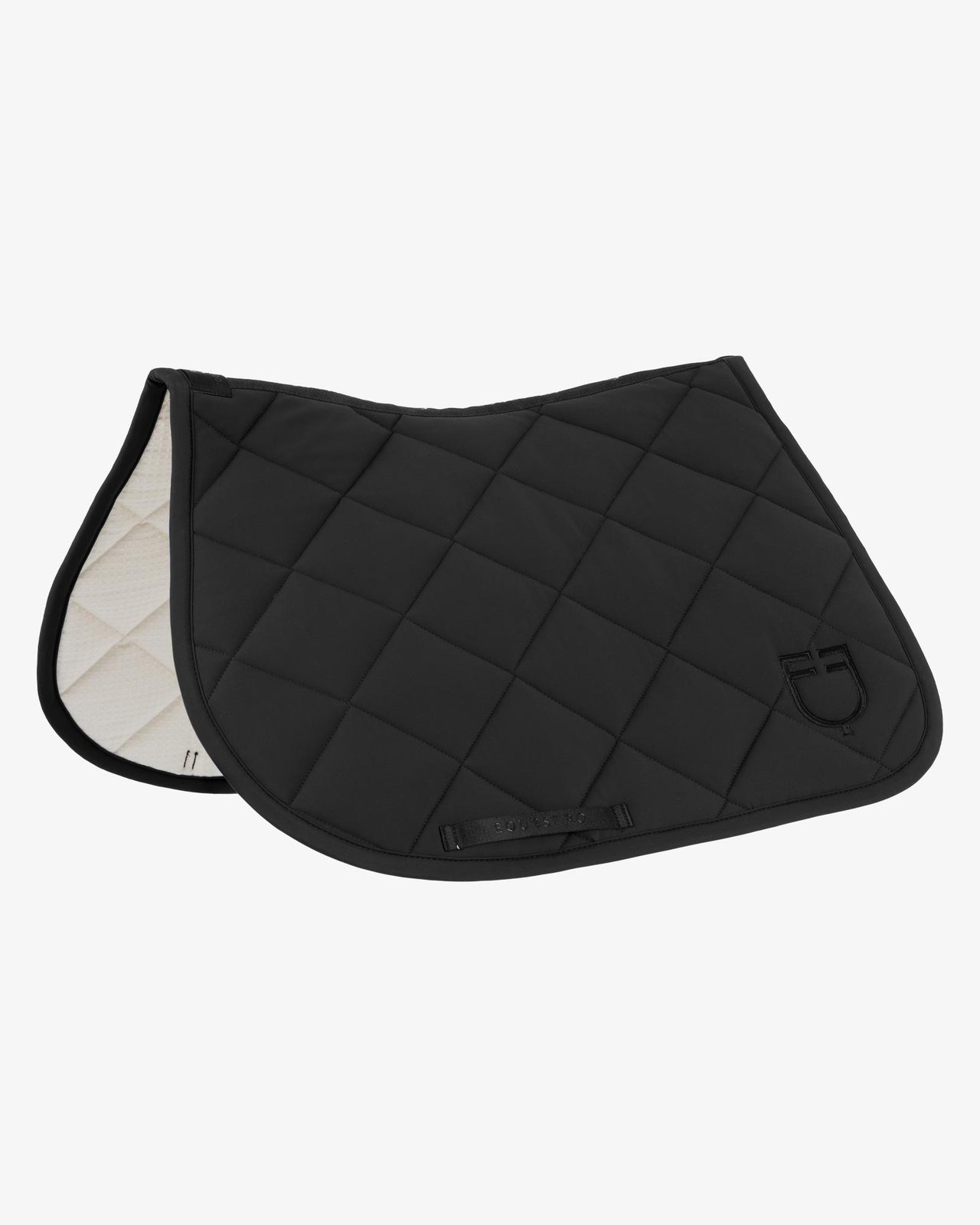 Jumping saddle pad with diamond quilting and embroidered logo