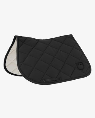 Jumping saddle pad with diamond quilting and embroidered logo