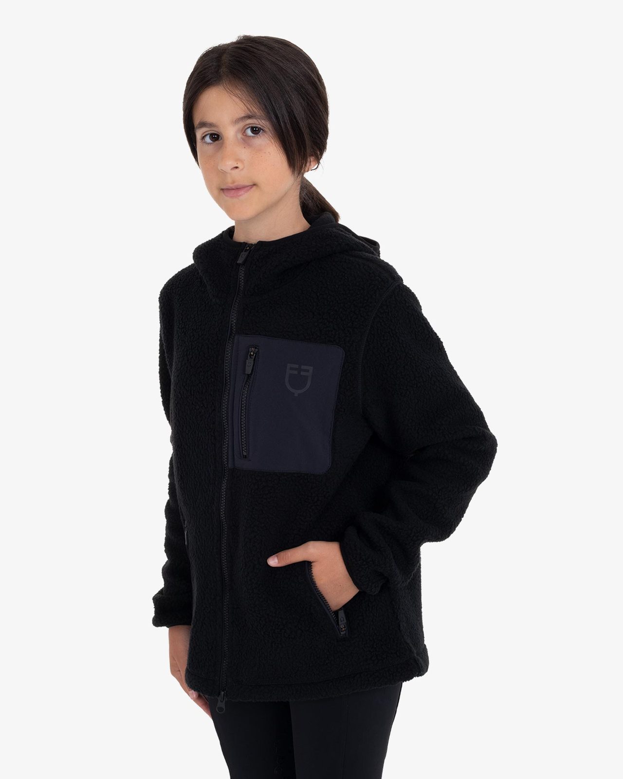 Kids' unisex teddy fleece hooded sweatshirt with zip