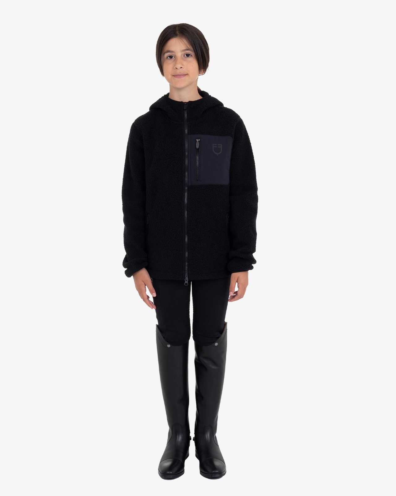Kids' unisex teddy fleece hooded sweatshirt with zip