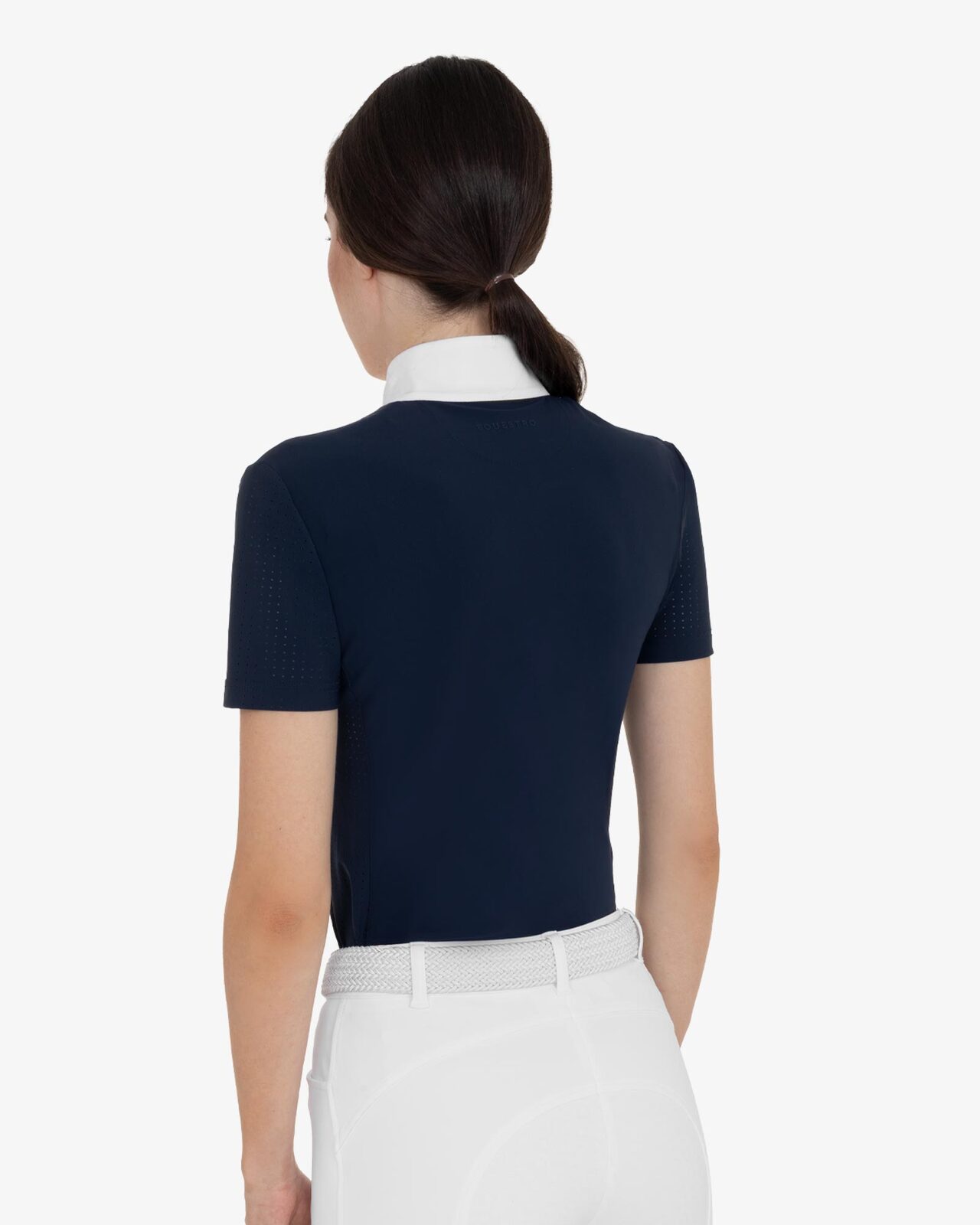 Women's short-sleeved competition polo shirt with mesh inserts