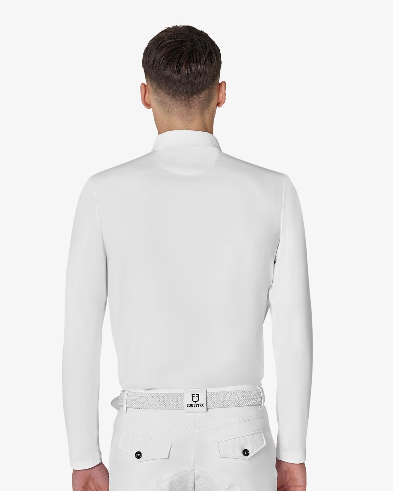 Men's long-sleeved competition polo shirt with mesh inserts