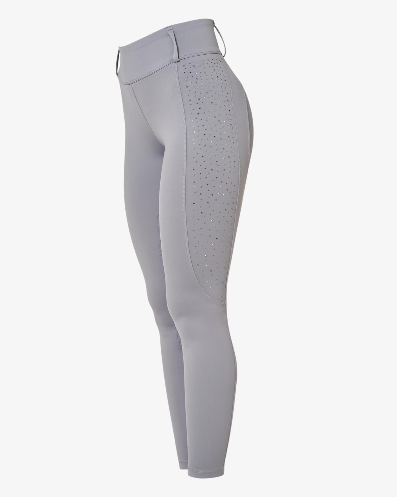 Women's high-waisted leggings with belt loops and rhinestones