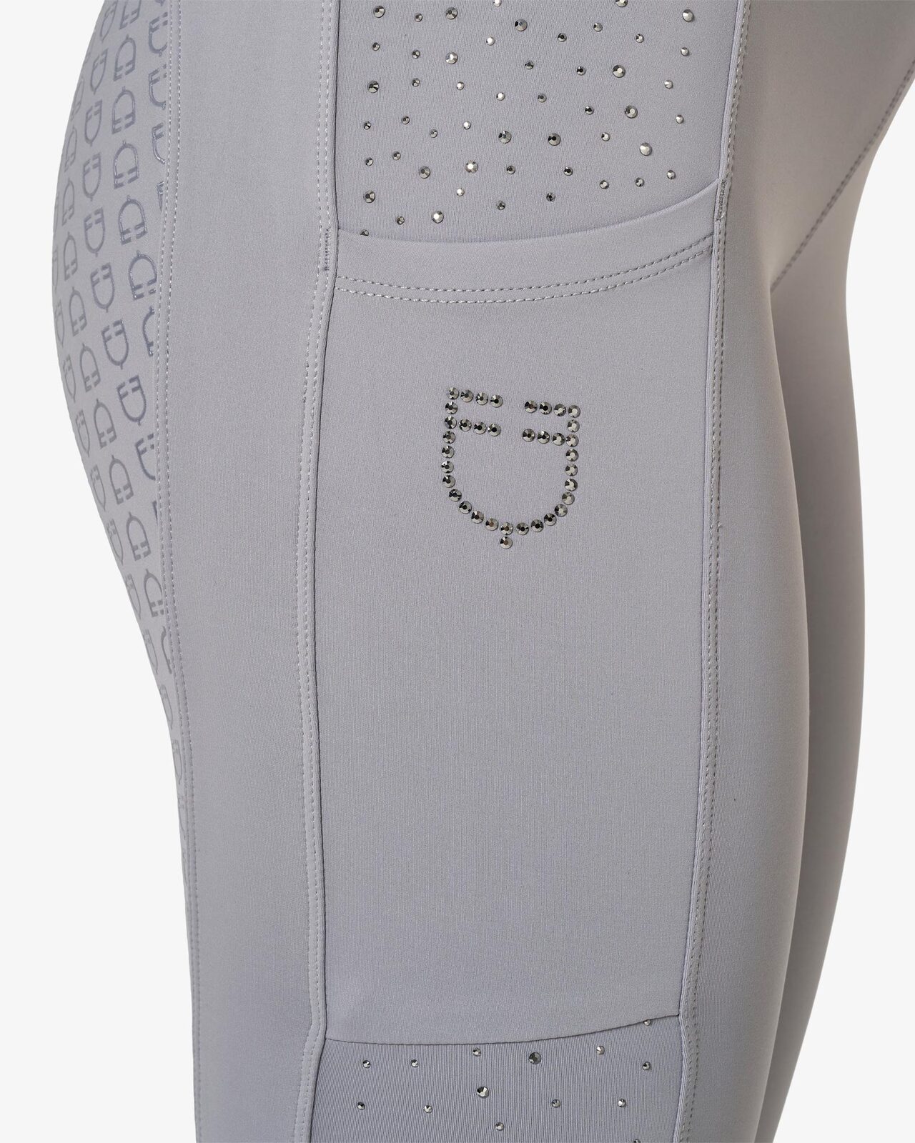 Women's high-waisted leggings with belt loops and rhinestones