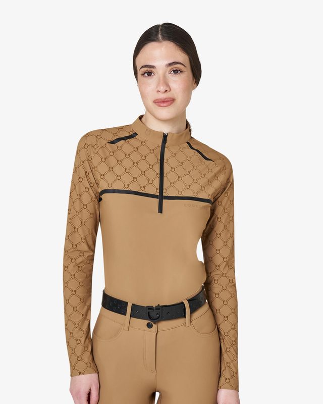 Women’s long-sleeved monogram print training polo shirt