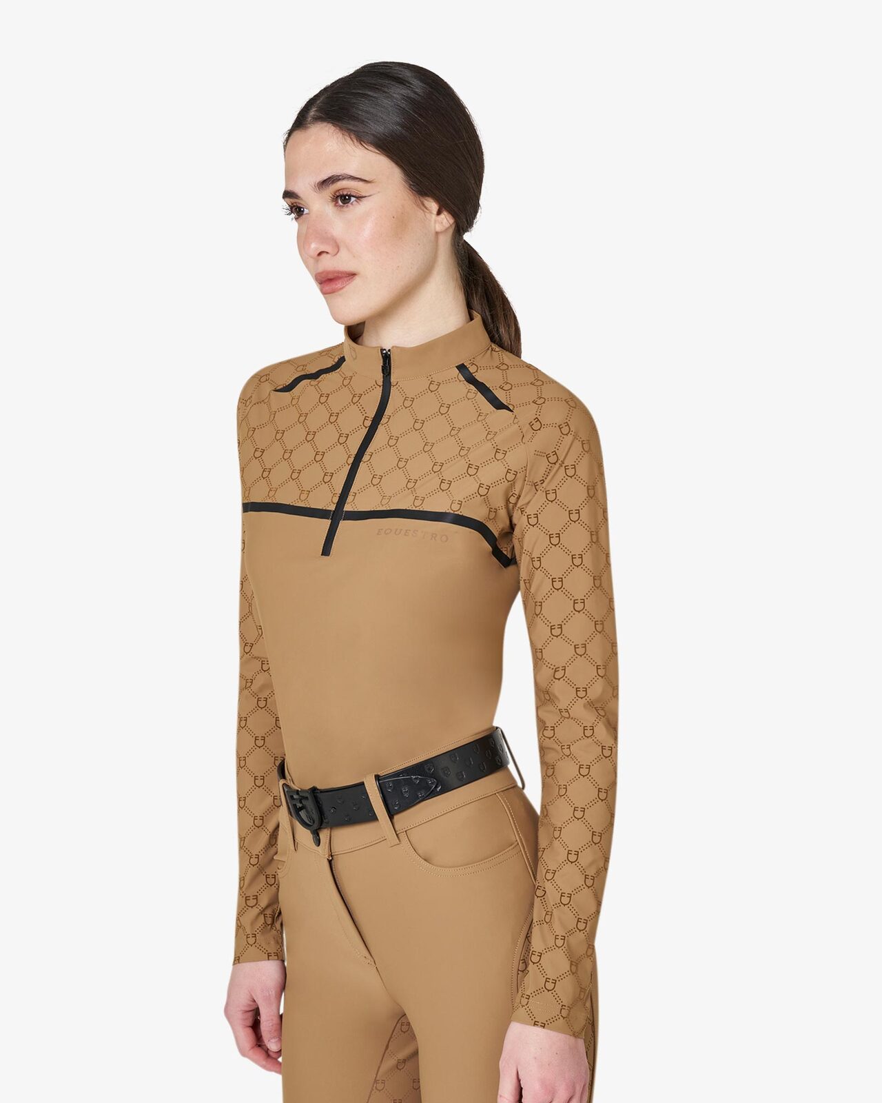 Women’s long-sleeved monogram print training polo shirt