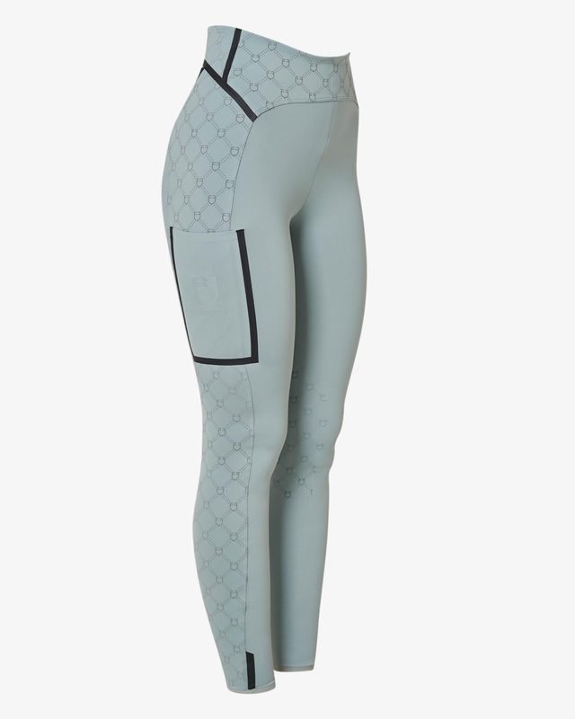Women's high-waisted leggings in technical monogram fabric