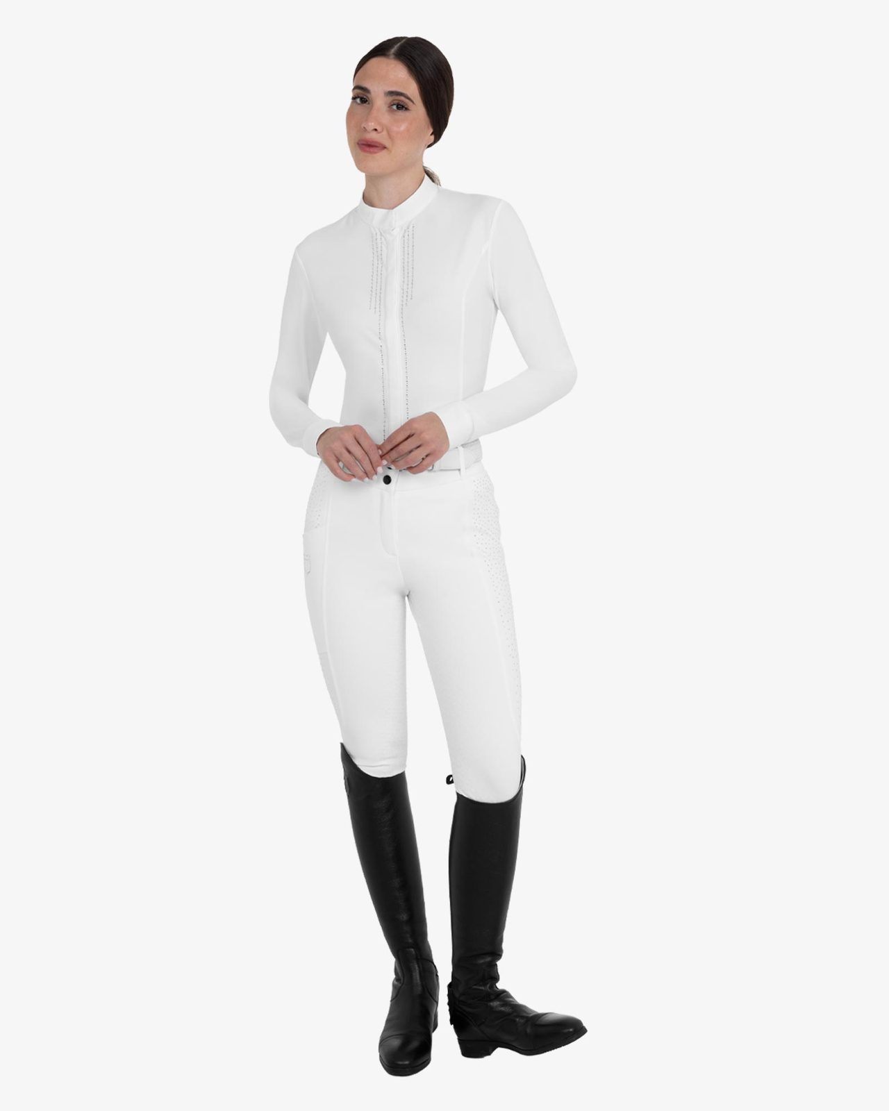 Women's high-waisted full grip breeches with rhinestones