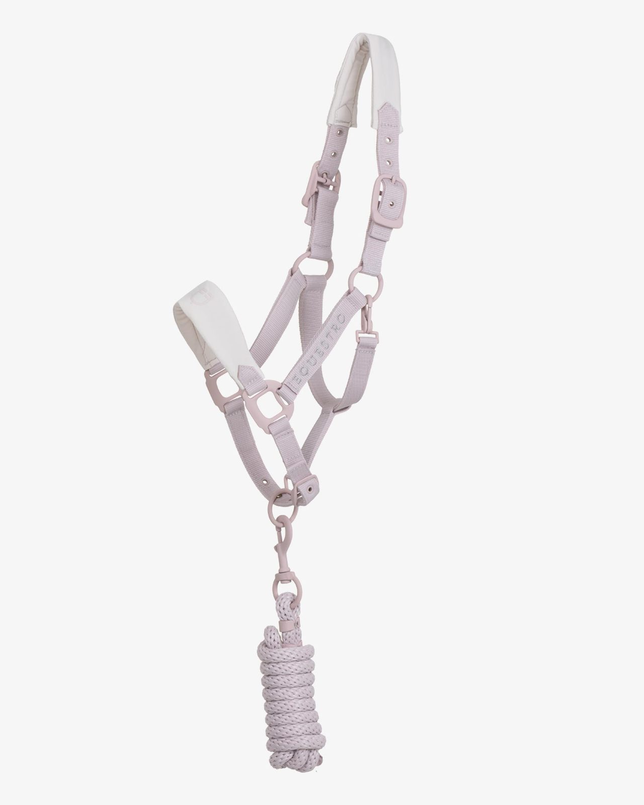 Technical halter with double adjustment and rubber-coated buckles