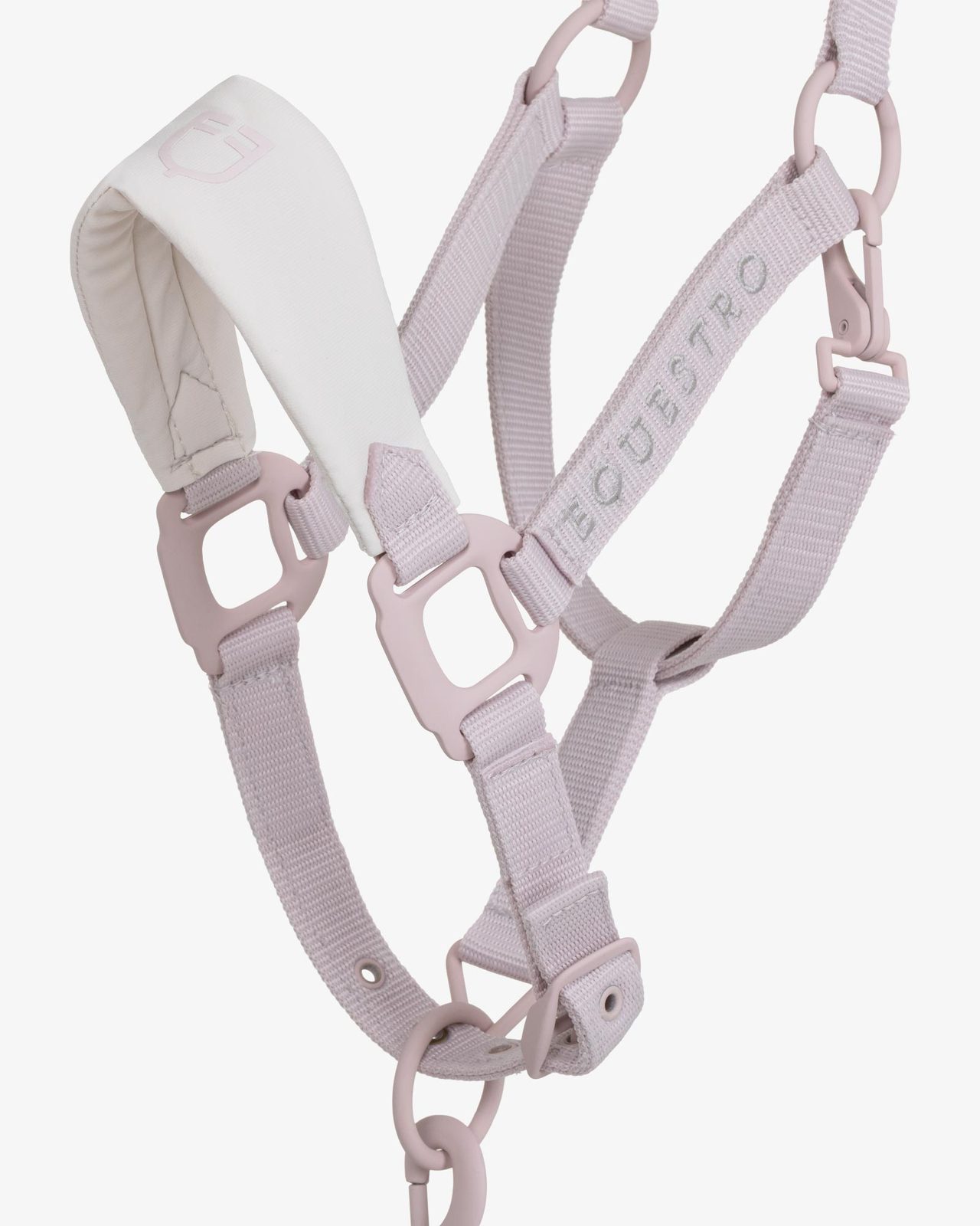 Technical halter with double adjustment and rubber-coated buckles