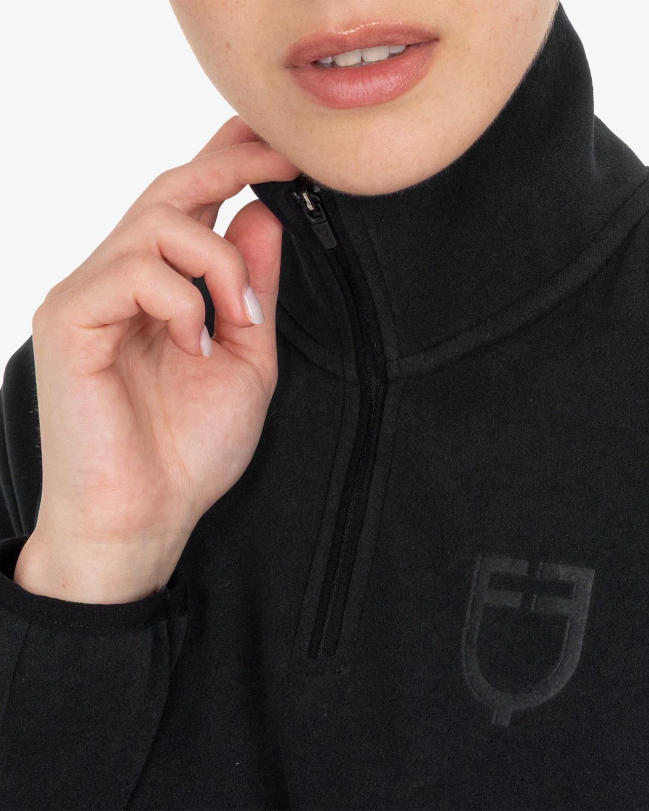 Women’s high-neck fleece sweatshirt with 3/4 zip