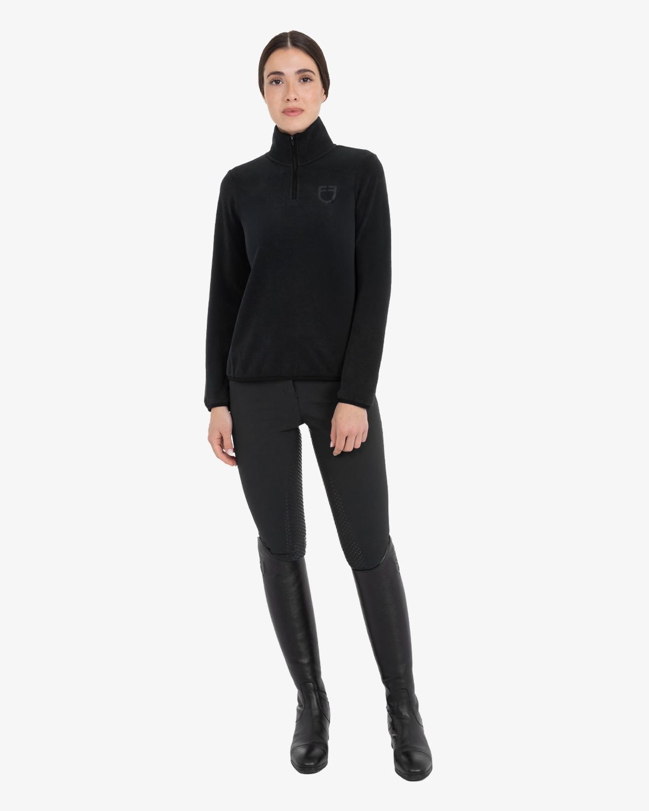 Women’s high-neck fleece sweatshirt with 3/4 zip