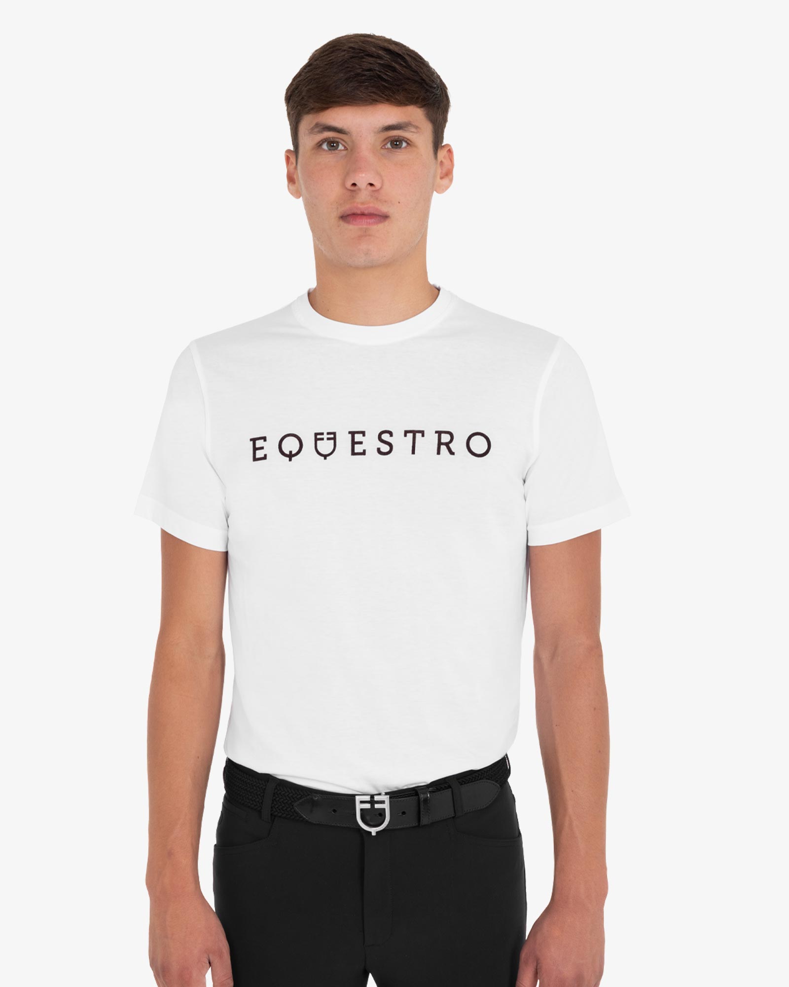 Men's T-shirt with velvet-effect lettering