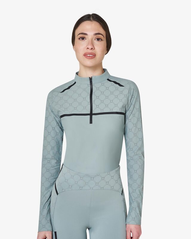 Polo allenamento donna maniche lunghe stampa monogram