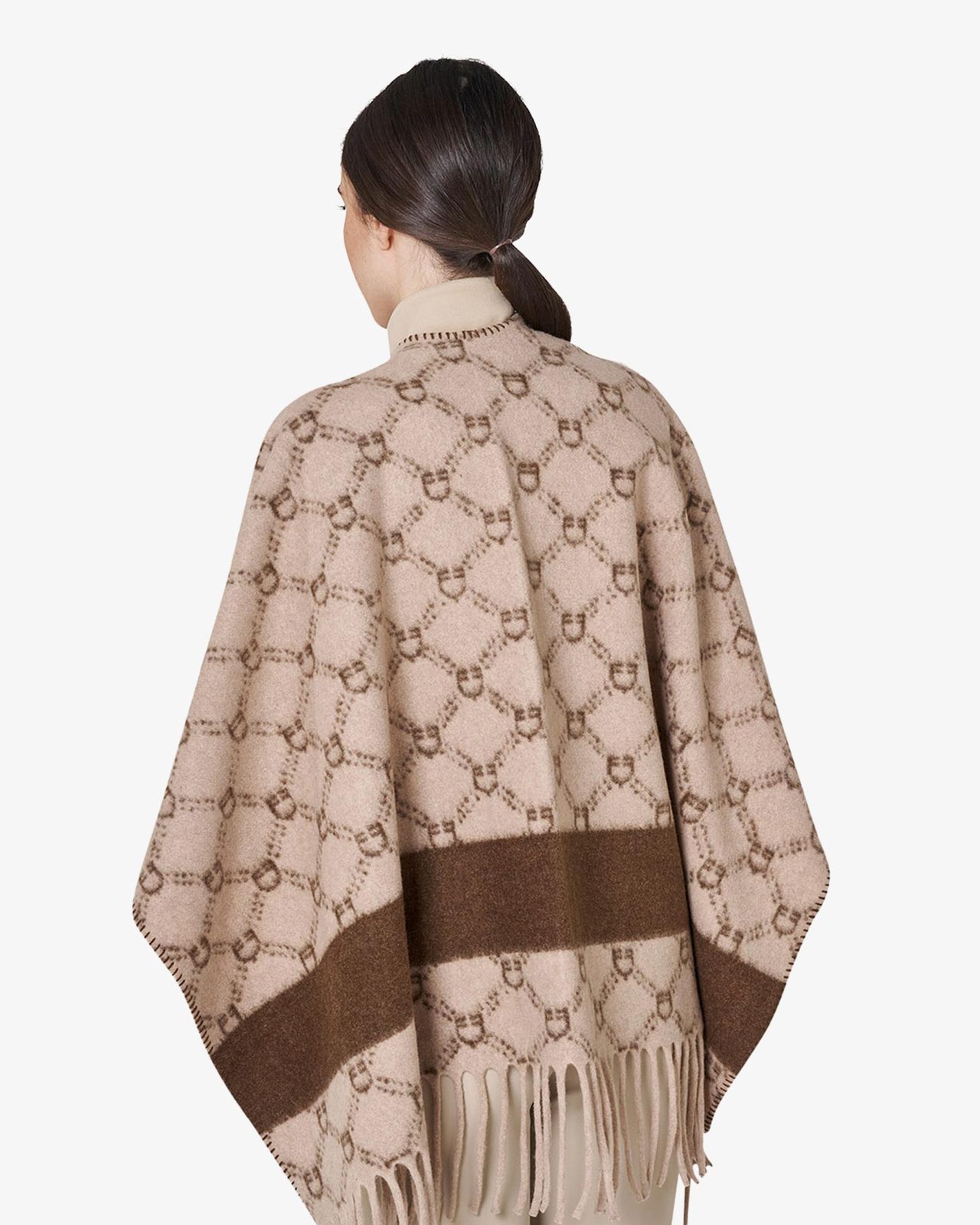 Women's monogram wool cape