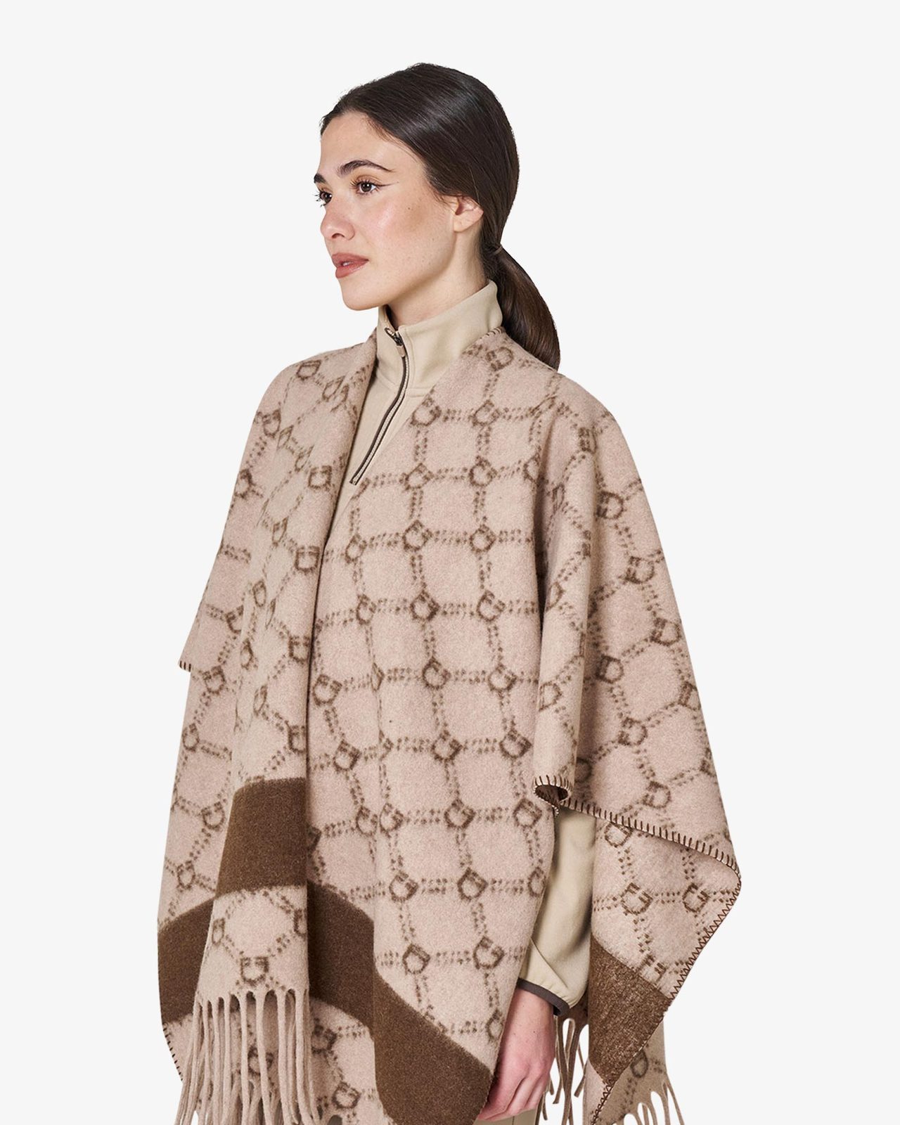 Women's monogram wool cape