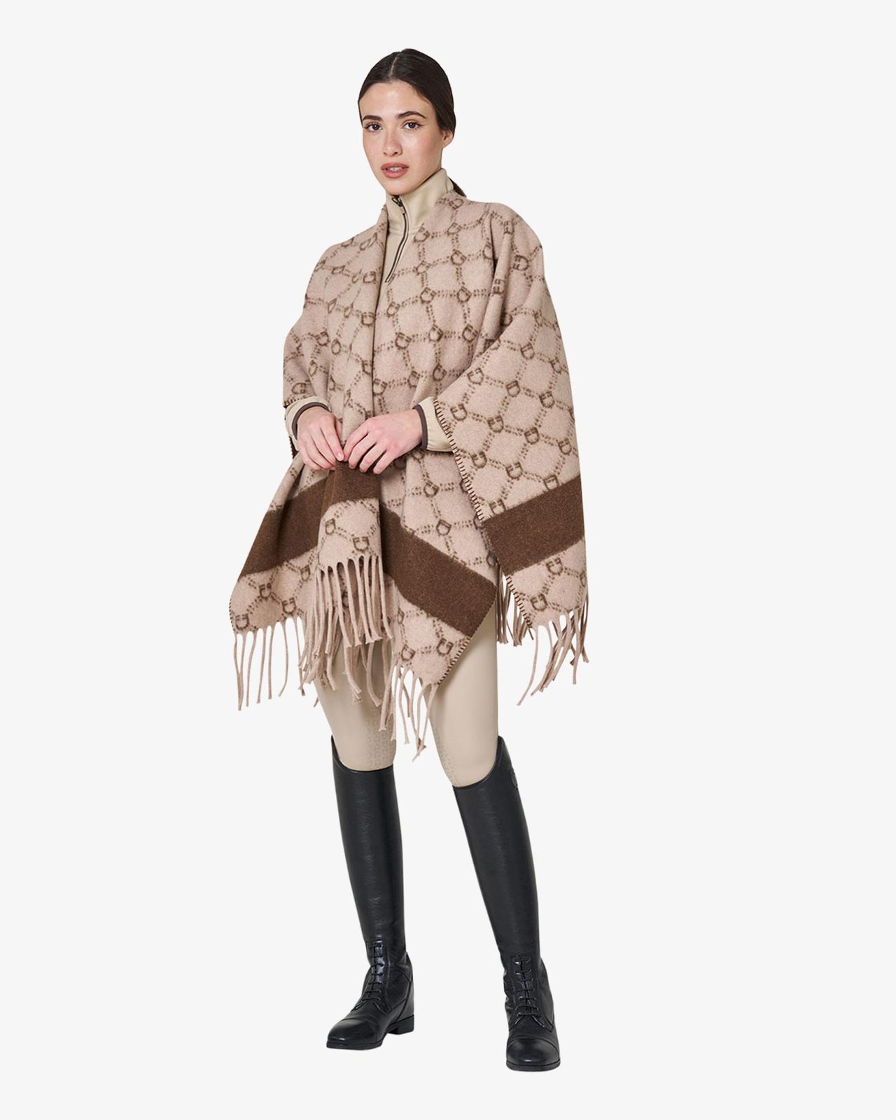 Women's monogram wool cape
