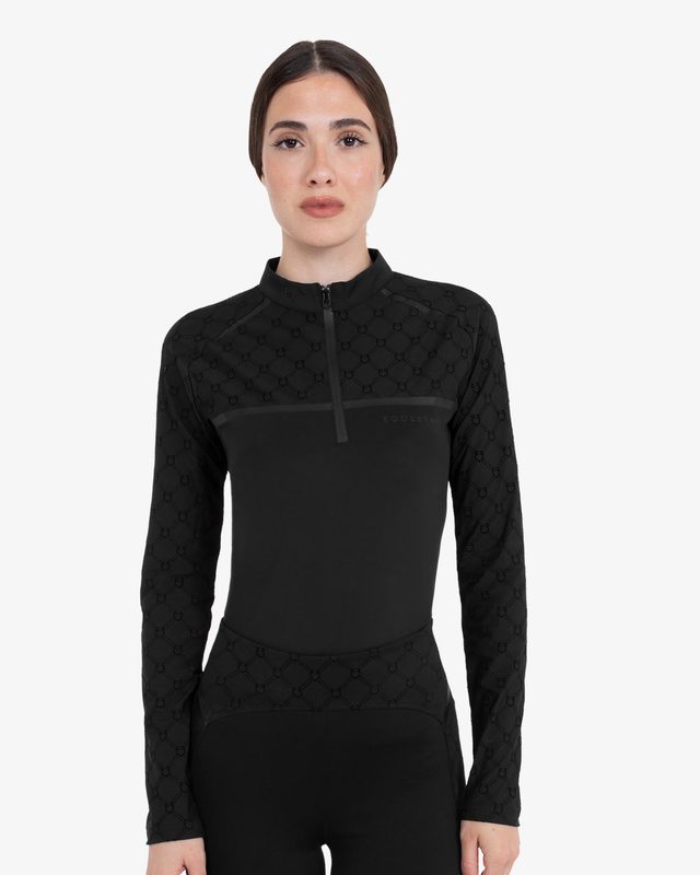 Women’s long-sleeved monogram print training polo shirt