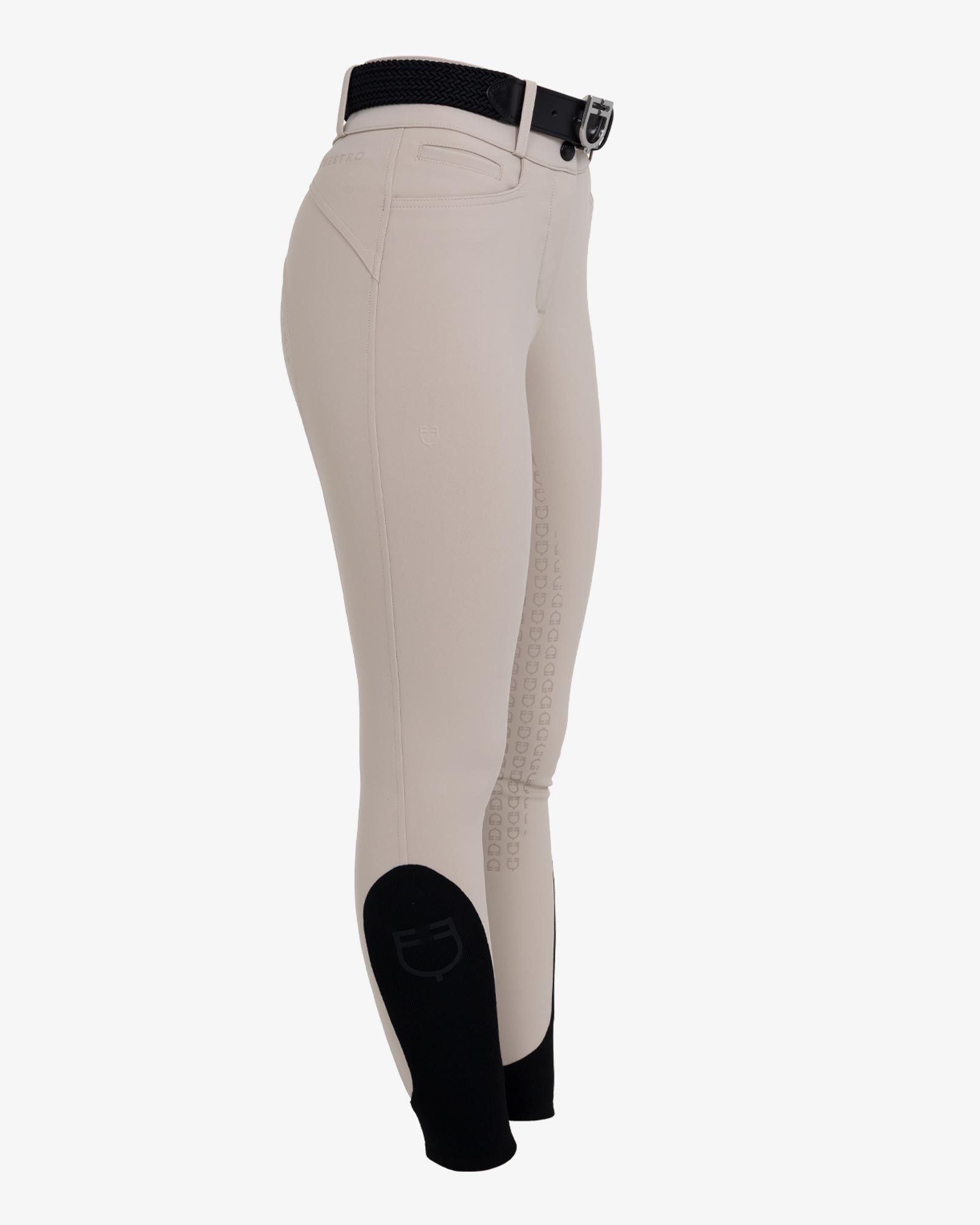 Women's high-waisted full grip breeches in bi-stretch fabric