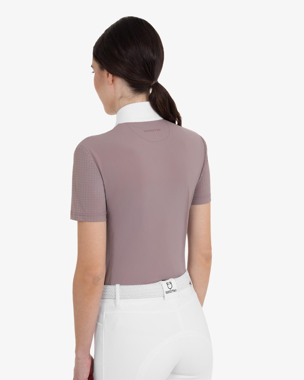 Women's short-sleeved competition polo shirt with mesh inserts