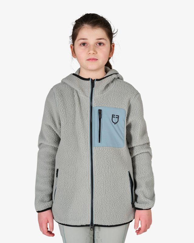 Kids' unisex teddy fleece hooded sweatshirt with zip