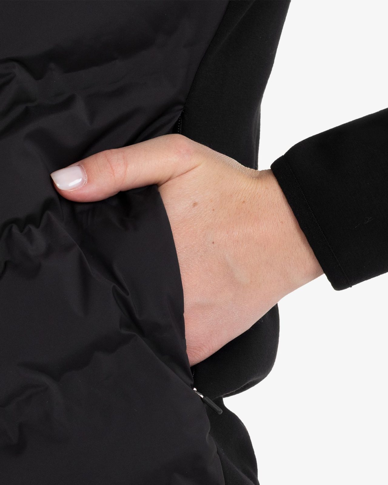 Women's technical outerwear with front padding