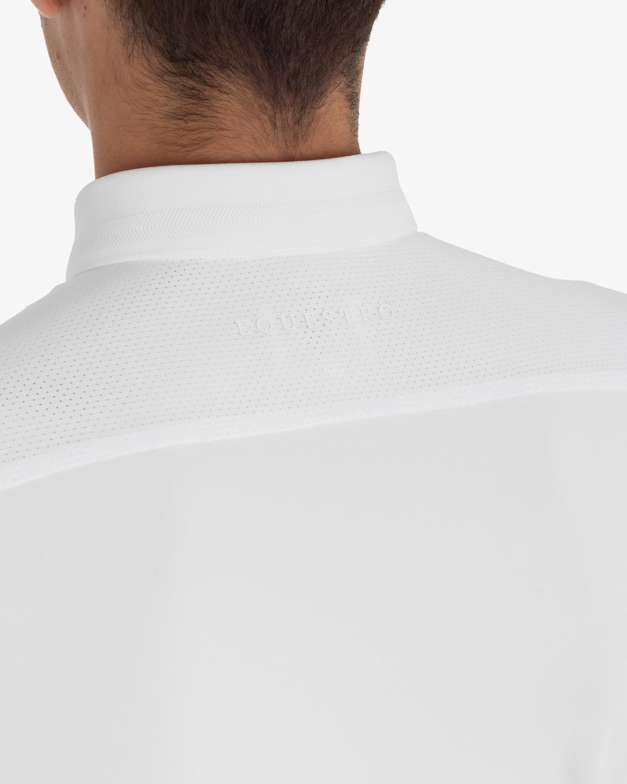 Men's competition polo shirt with mesh and ribbed inserts