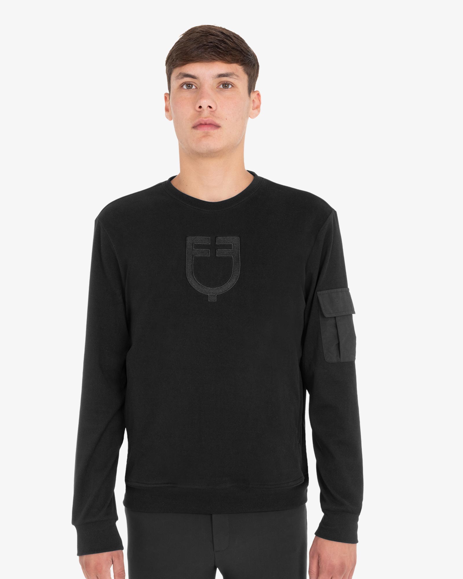 Men's fleece crewneck sweatshirt with side pocket