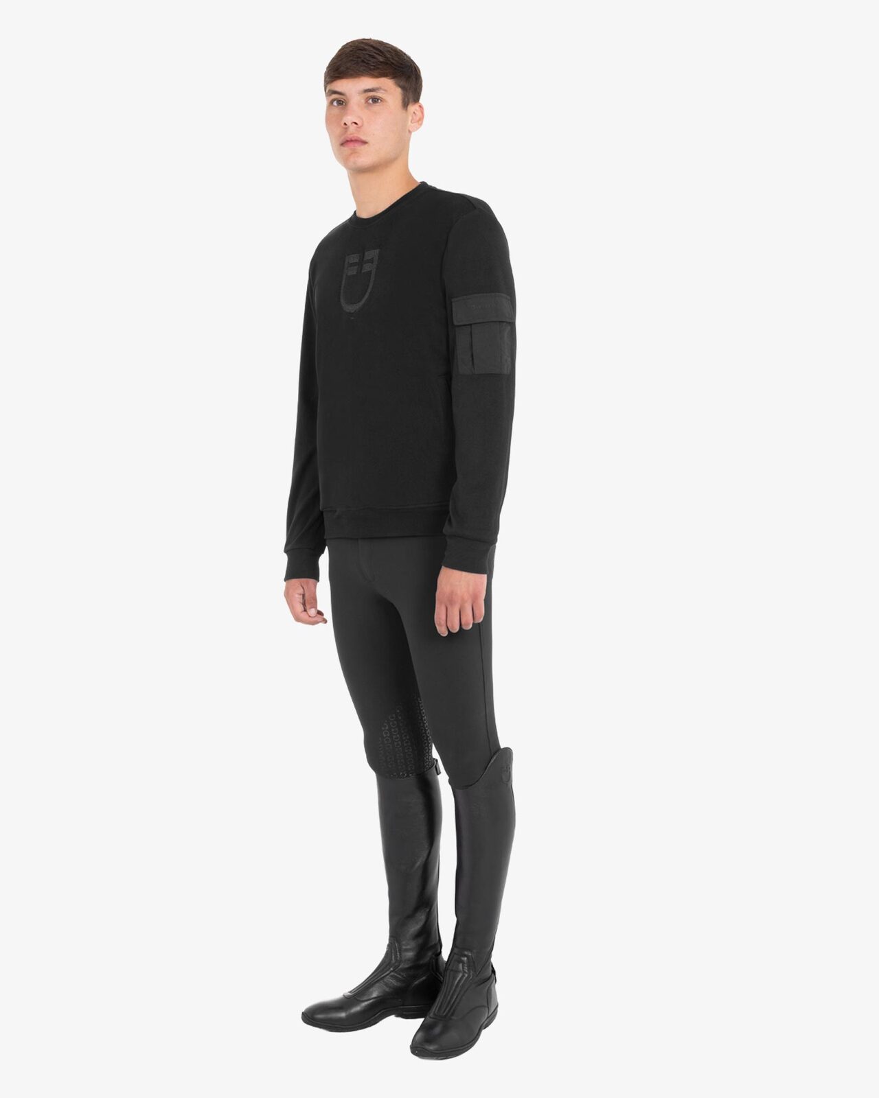 Men's fleece crewneck sweatshirt with side pocket