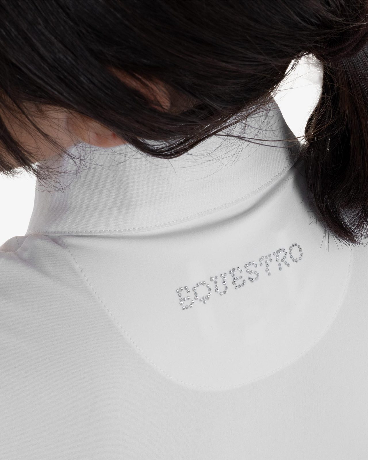 Girls' long-sleeved competition polo shirt with rhinestones