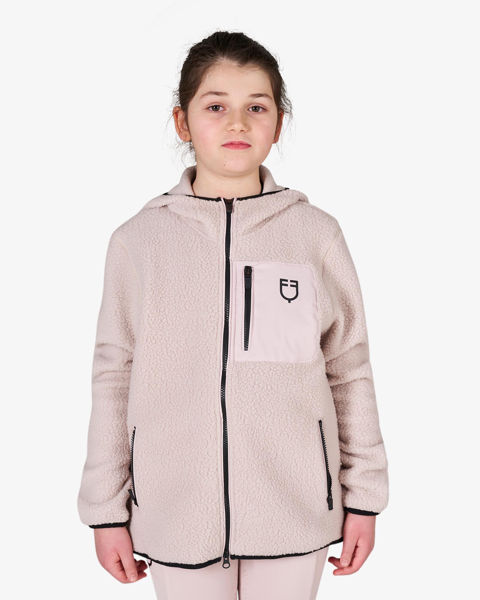Kids' unisex teddy fleece hooded sweatshirt with zip