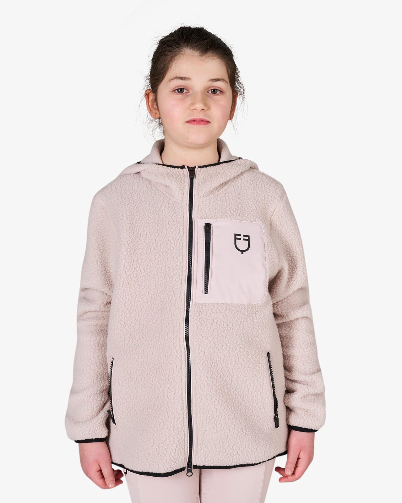 Kids' unisex teddy fleece hooded sweatshirt with zip
