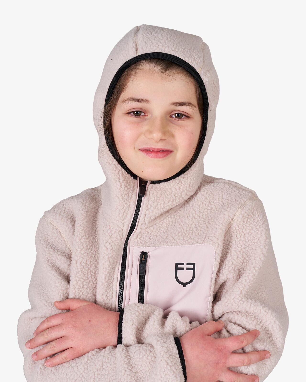 Kids' unisex teddy fleece hooded sweatshirt with zip