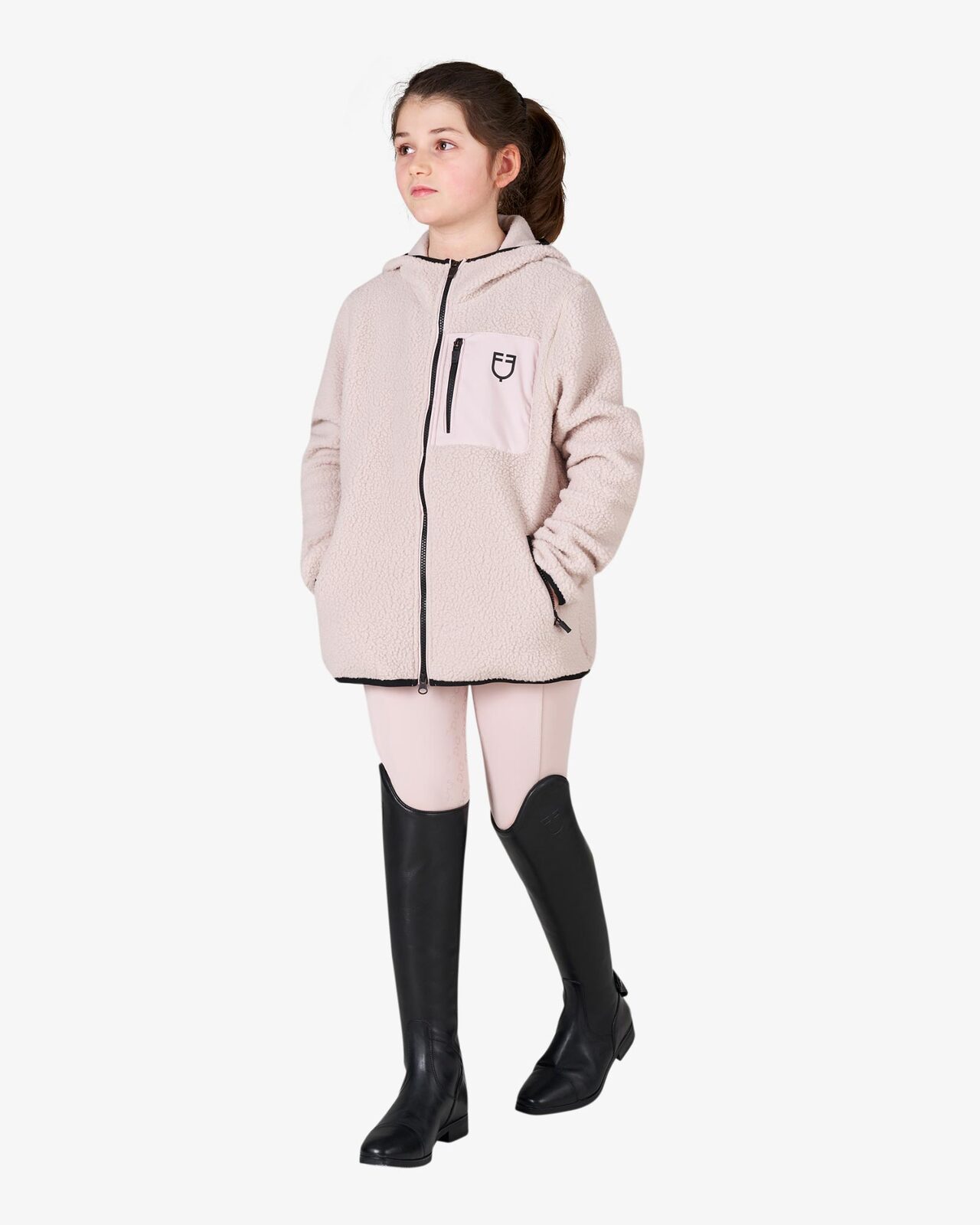 Kids' unisex teddy fleece hooded sweatshirt with zip